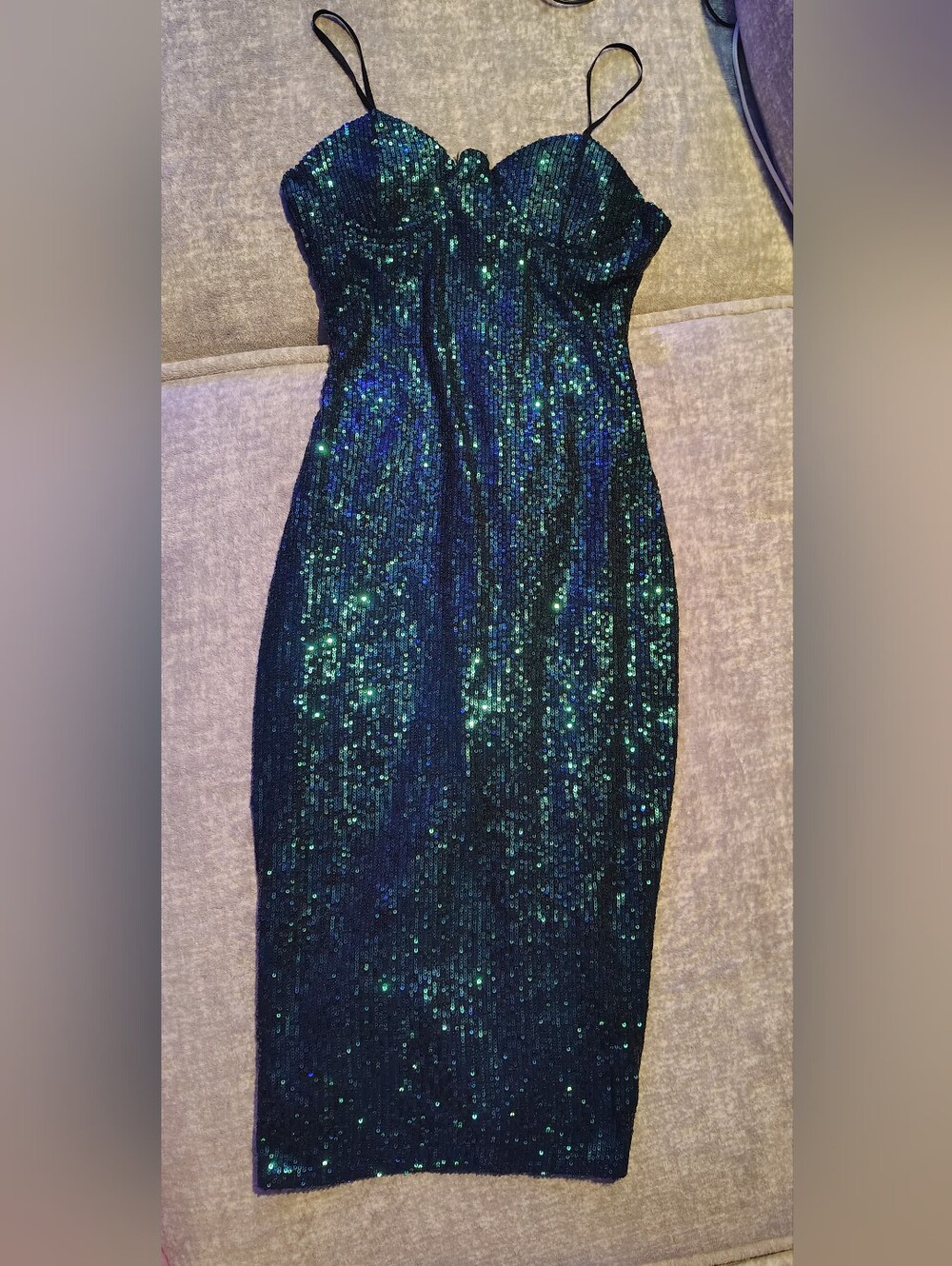 Sparkling Teal Sequin Bodycon Dress